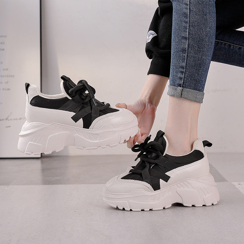 Women's Platform Dad Veet Padded Hidden Elevator Casual Shoes