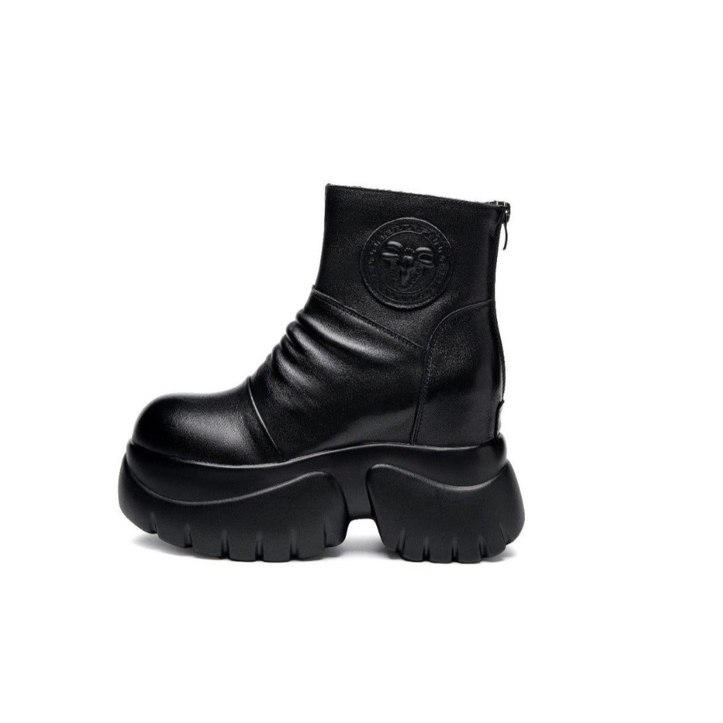 Women's Platform Soft Genuine Martin Height Increasing Boots