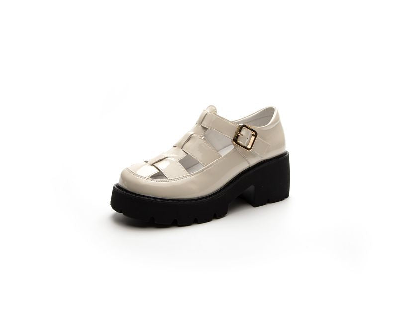Women's Chunky Platform Roman Style Half Hollow Heels