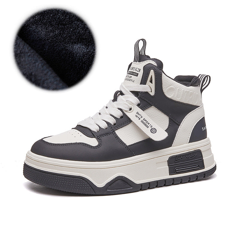 Women's Sports Style High Top White Genuine Sneakers