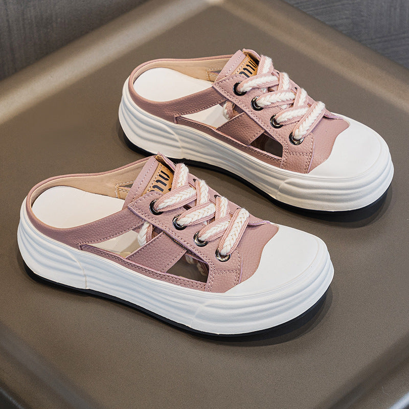 Women's Closed Toe Outer Wear High-grade Cowhide Summer Slippers