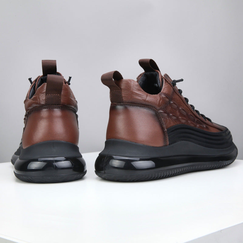 Men's Top Layer Cowhide Air Cushion Running Sports Trendy Men's Board Shoes