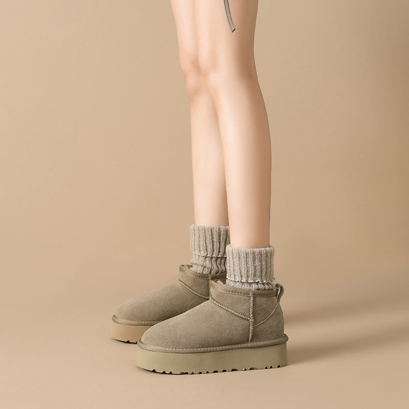 Women's Platform Winter Fur Integrated Fleece Lined Snow Boots