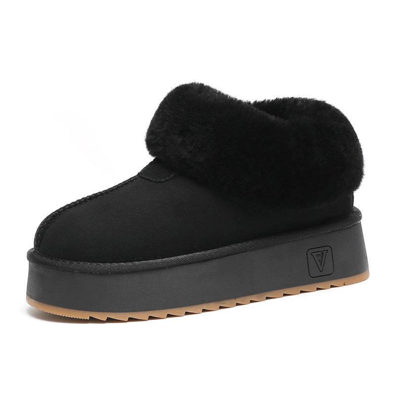 Women's Sheepskin Fur Thick Bottom Short Winter Snow Boots