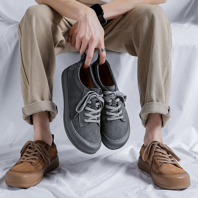 Men's Frosted Suede Tide Thick Bottom Board Leather Shoes