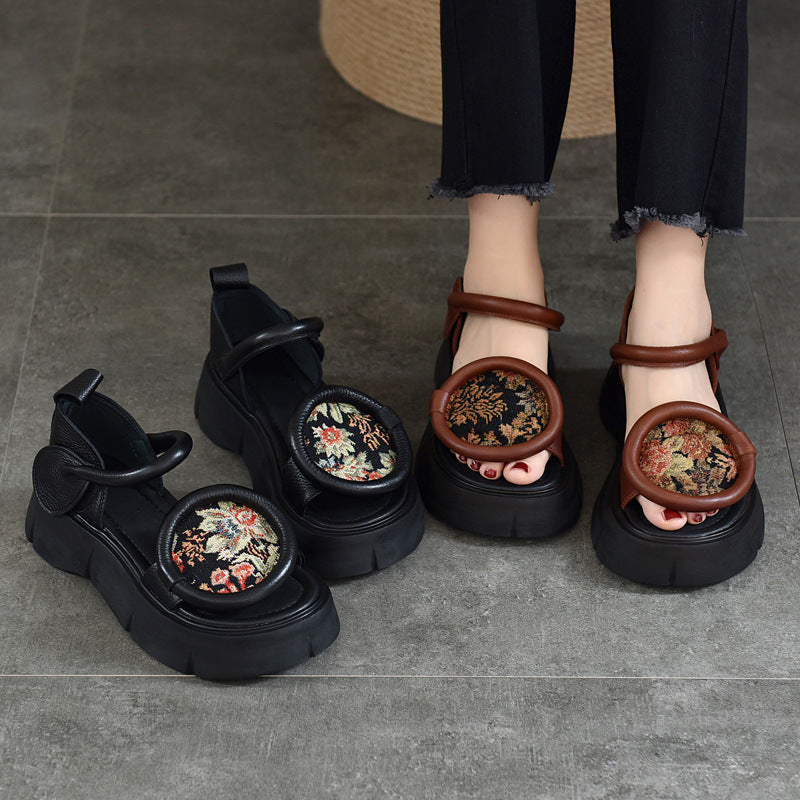 Women's Price Ethnic Style Platform Genuine Roman Sandals