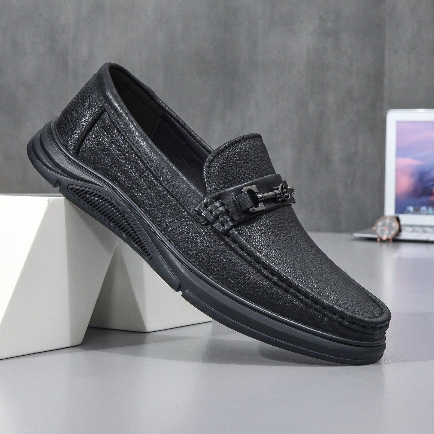 Men's Sheepskin Dad Autumn First Layer Calf Casual Shoes