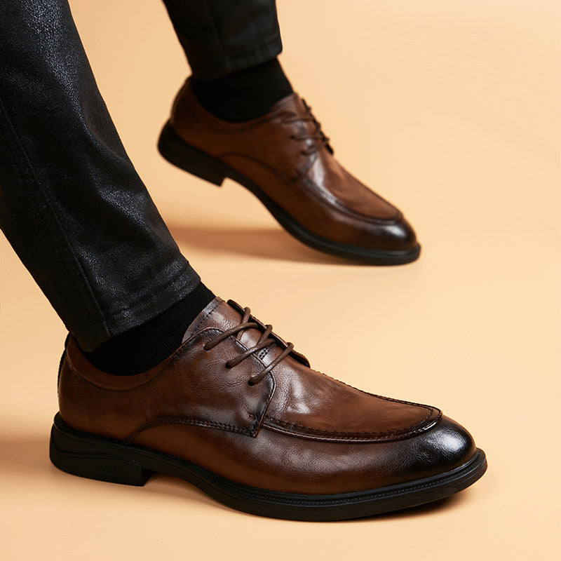 Bottom Business Height Increasing Insole Genuine Leather Shoes