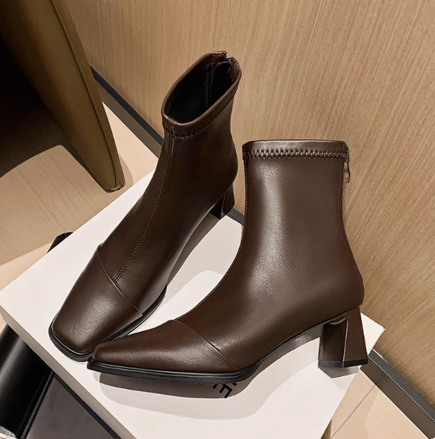 Women's Skinny Martin Temperament Western Style Square Heels