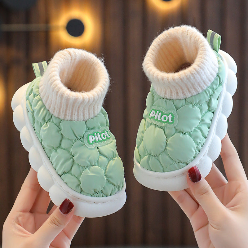 Winter Cotton Boys Home Waterproof Fleece-lined Kid's Shoes