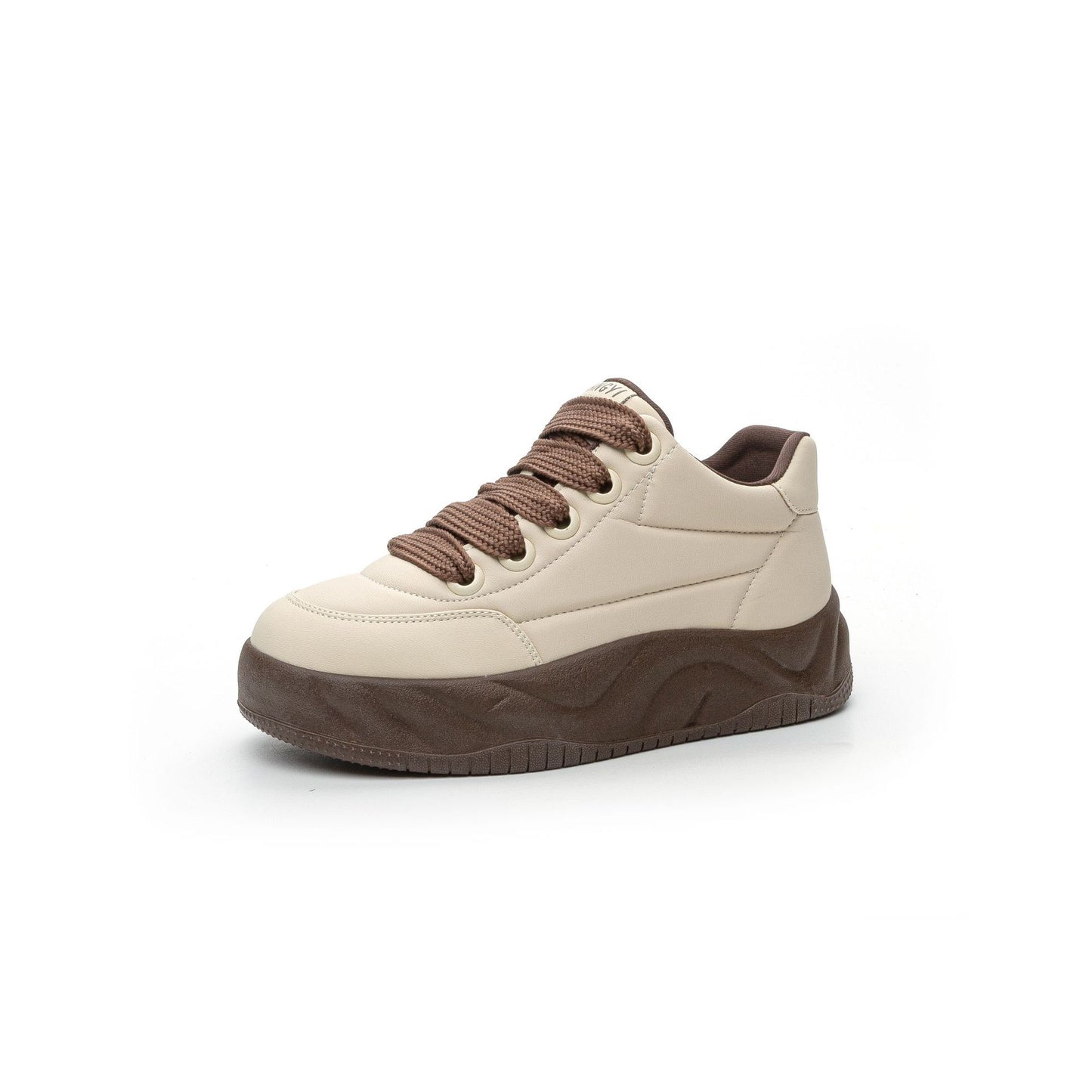 Women's Plus Size White Fleece-lined Platform Bread Casual Shoes