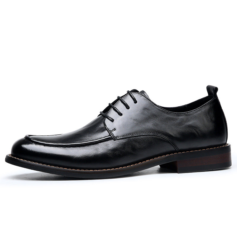 Men's First Layer Calfskin Solid Wood Soft Leather Shoes
