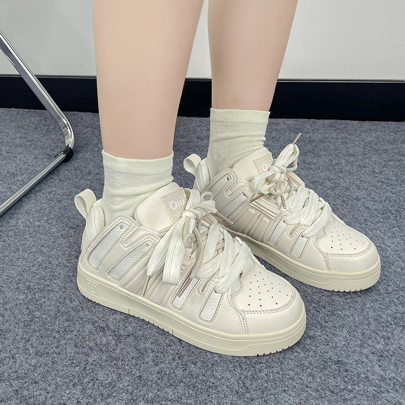 Women's & Men's National Fashion Design Style White Autumn Men's Shoes