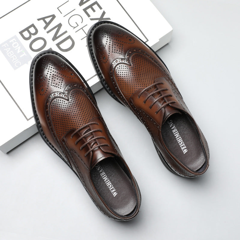 Men's Brogue Carved Fashionable Breathable Business Formal Leather Shoes
