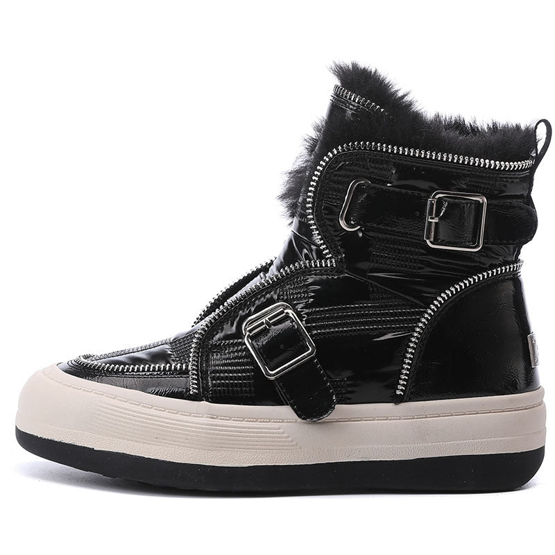 Women's Winter Fleece-lined Thick Short Zip Platform Snow Boots