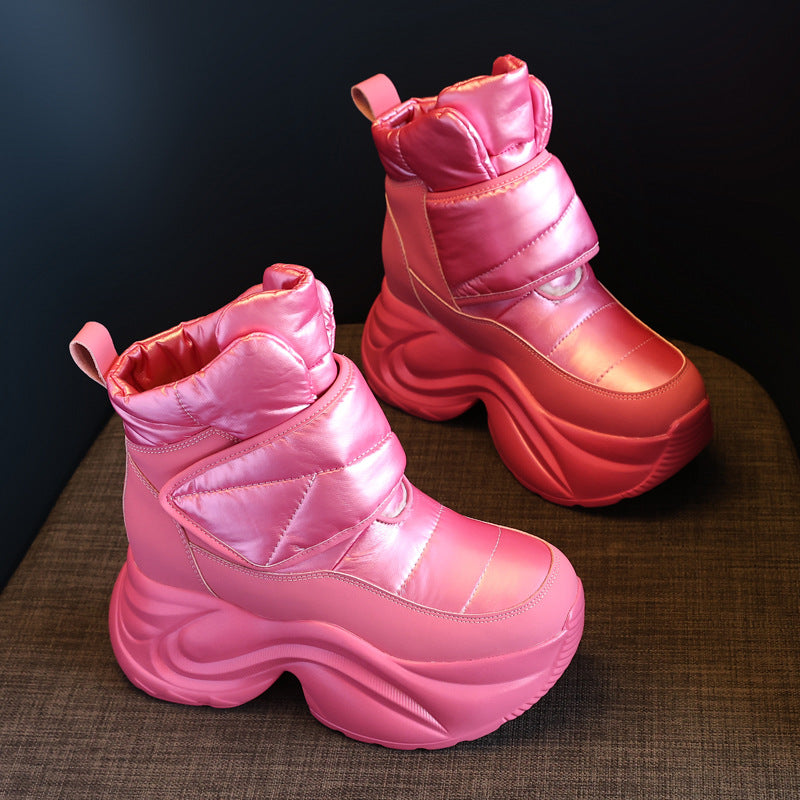 Thick Bottom Height Increasing Insole Fleece-lined Snow Boots