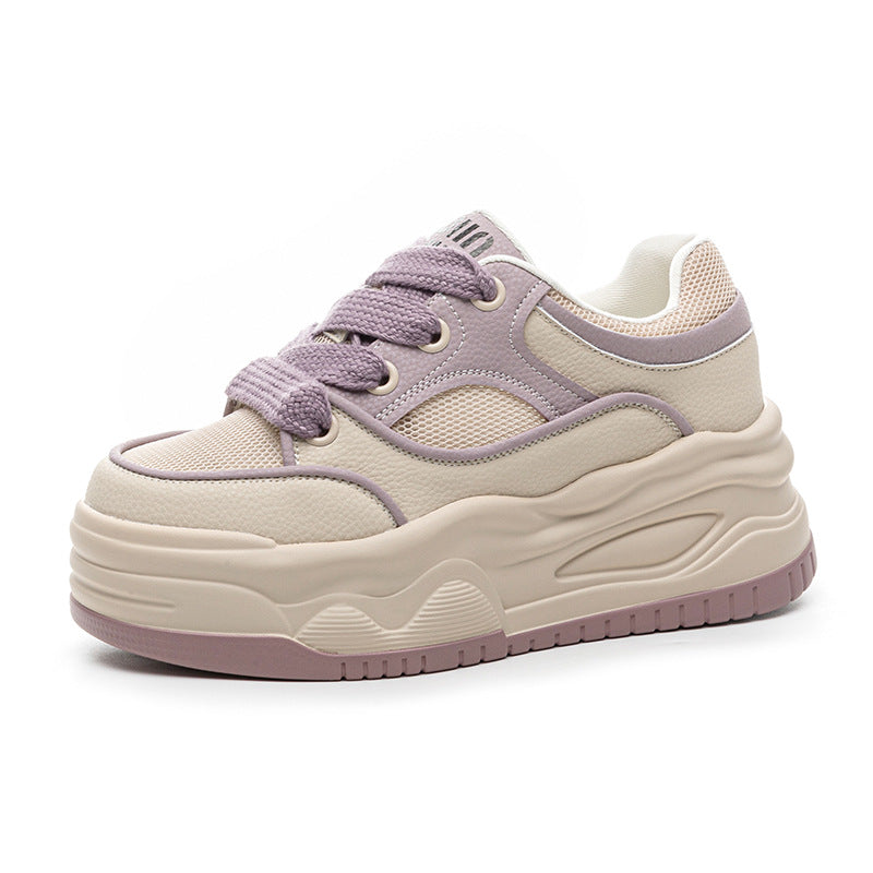 Women's Hidden White Small Spring Fashionable Genuine Sneakers