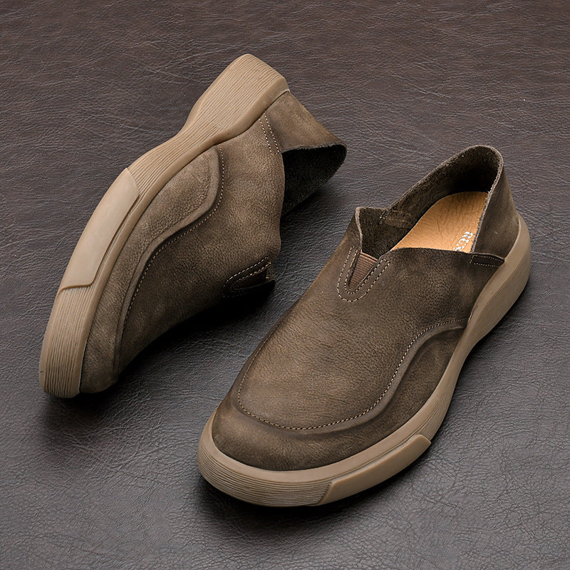 Men's Fashion First Layer Cowhide Round Toe Leather Shoes