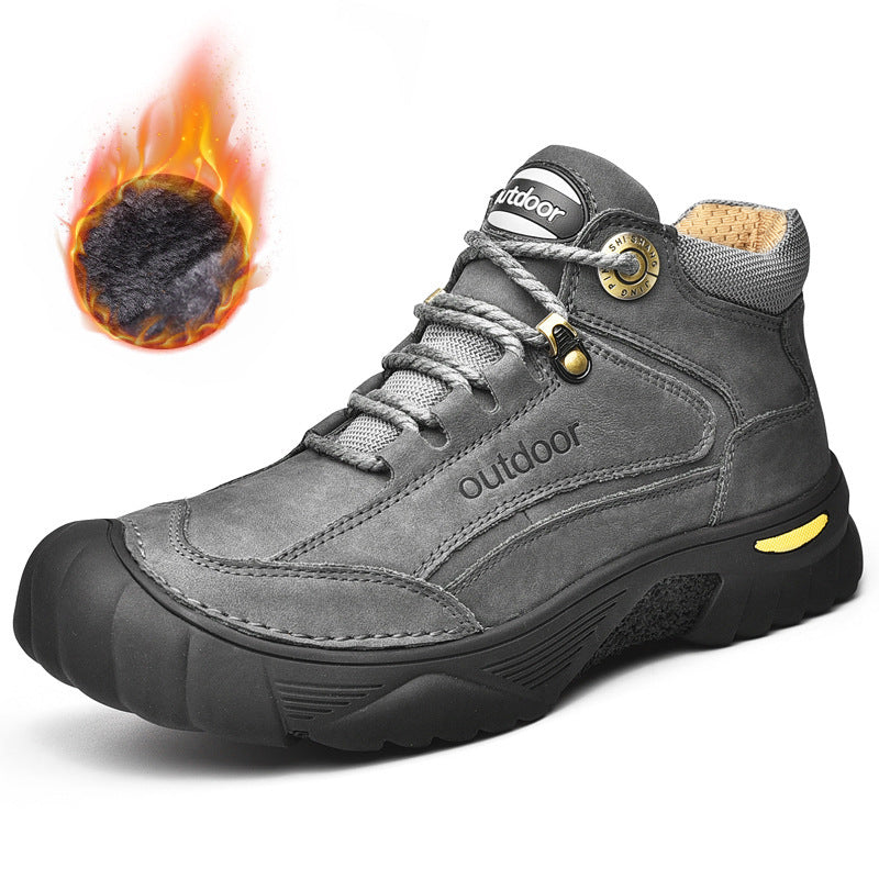 Men's Winter Fleece-lined Thickening Plus Size Cotton Middle Casual Shoes