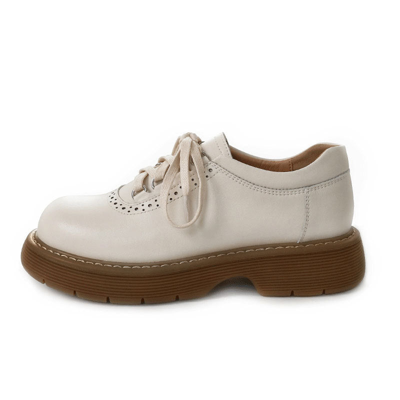 Round Toe Female British Style Single-layer Leather Shoes