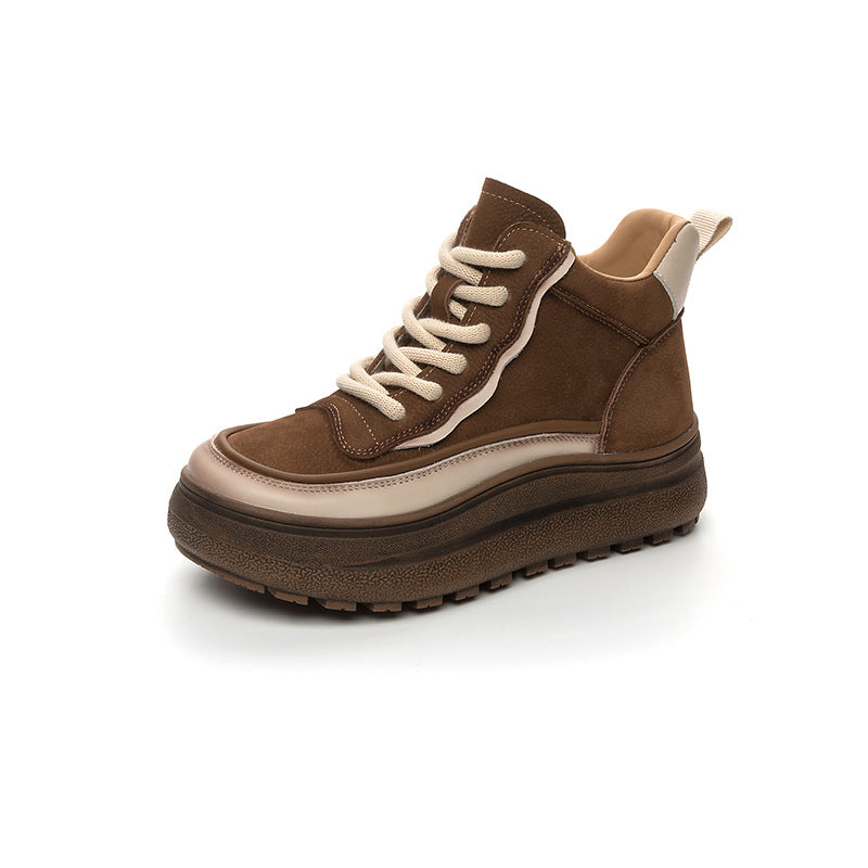 Women's Willful First Layer Cowhide Martin Single Thick Bottom British Style Boots