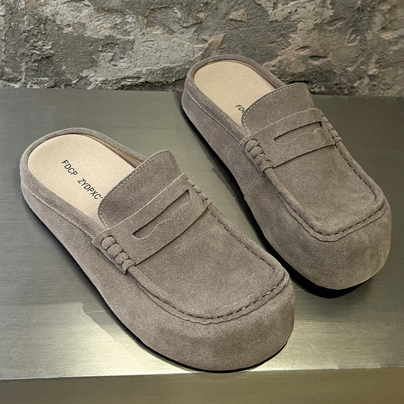Trendy Platform Large Toe One Pedal Retro Easy Sandals