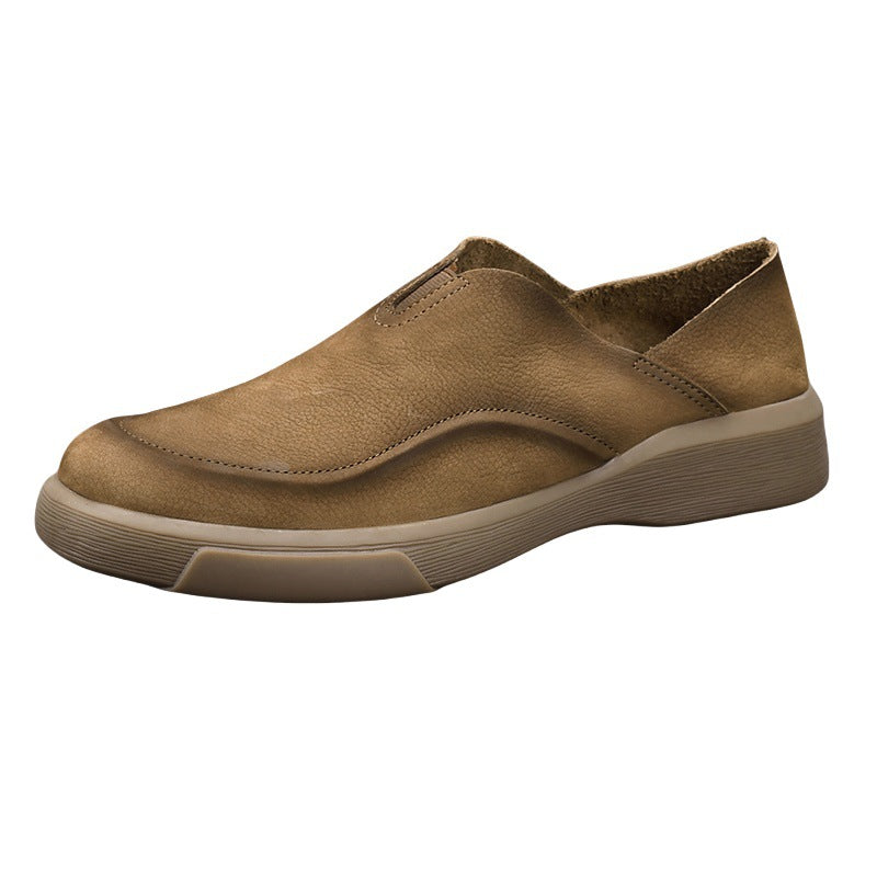 Men's Fashion First Layer Cowhide Round Toe Leather Shoes