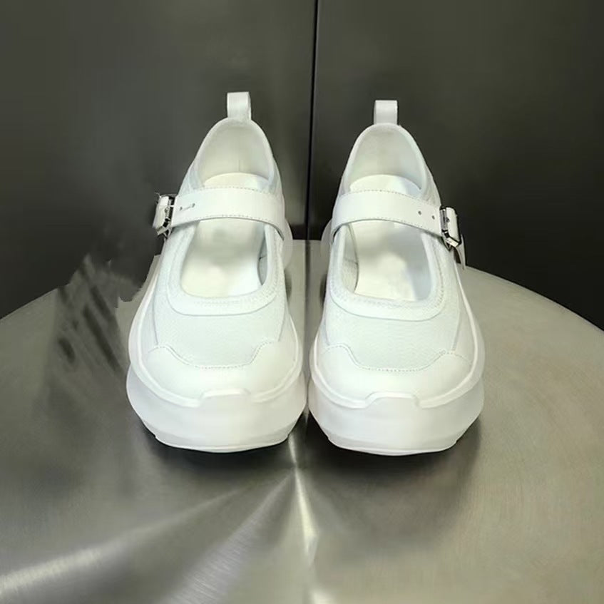 Women's Mary Jane Knitted Platform Height Increasing Vintage With Casual Shoes