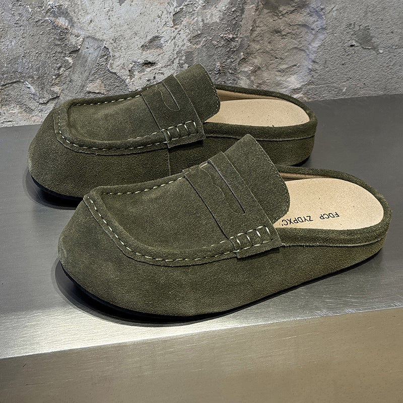 Trendy Platform Large Toe One Pedal Retro Easy Sandals