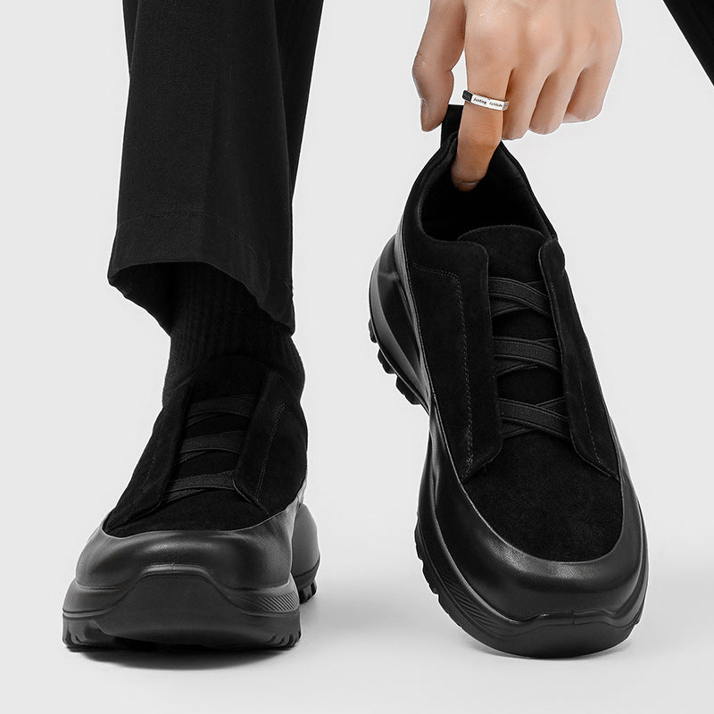 Soft Bottom Commuter Black Trend Simple Men's Board Shoes
