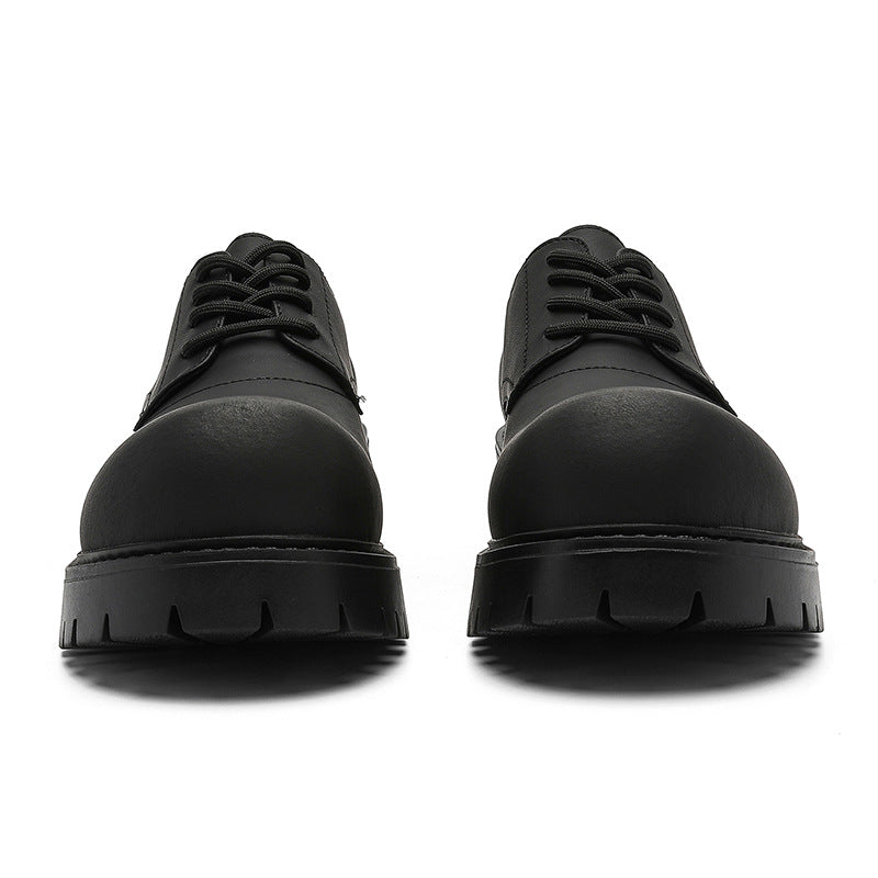 Men's Light British Style Autumn Height Increasing Derby Black Men's Casual Leather Shoes