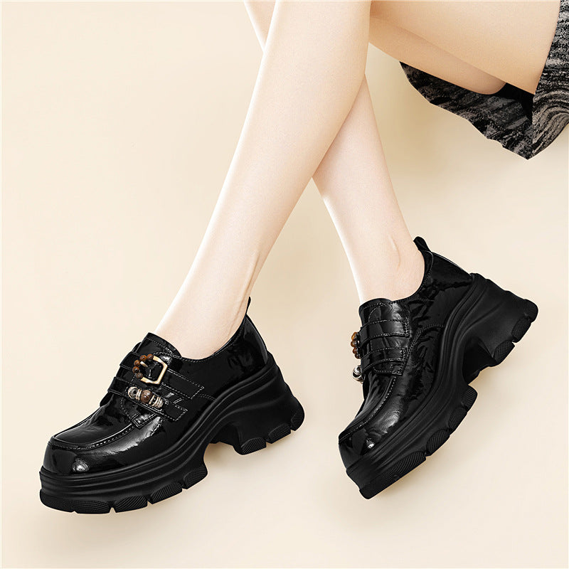 Women's British Style Retro Fashion Platform Height Increasing Mary Jane Loafers