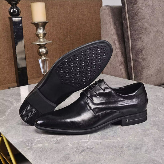 Men's Business First Layer Cowhide Formal Wear British Leather Shoes
