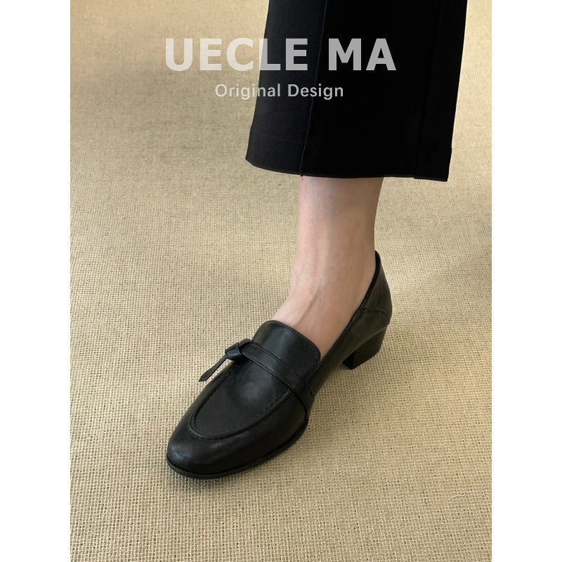 Women's Version Chunky Retro Temperament Commute Versatile Single-layer Loafers