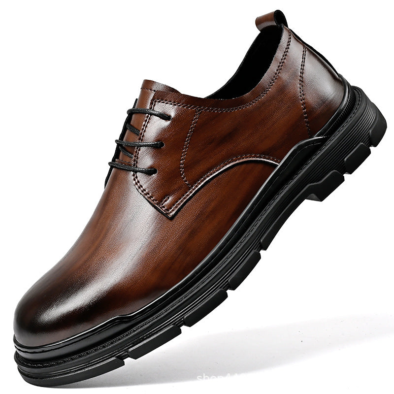 Men's Plus Size Height Increasing Insole Business Cowhide Formal Leather Shoes