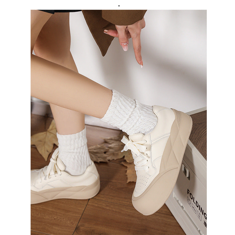 Women's Big Head Muffin Thick Bottom Cowhide Easy Wear Casual Shoes