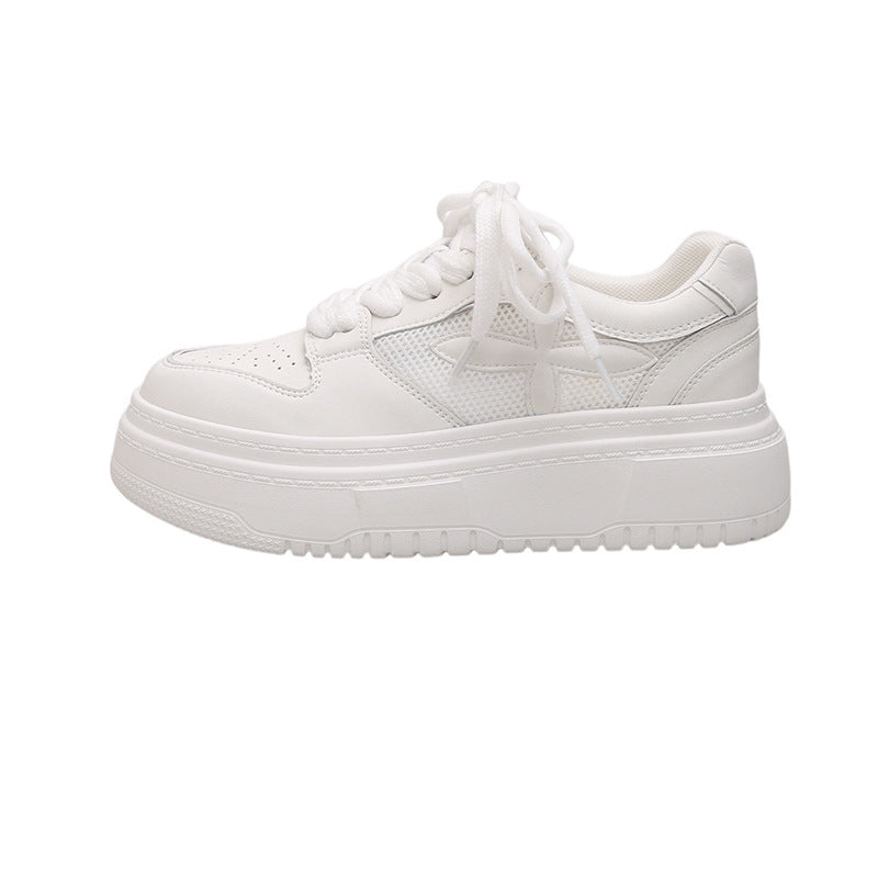 White Increased Slim Fit Round Toe Height Women's Casual Shoes