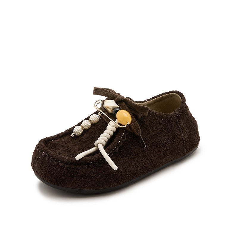 Women's Spring Cowhide Version Creative Kangaroo Retro Casual Shoes