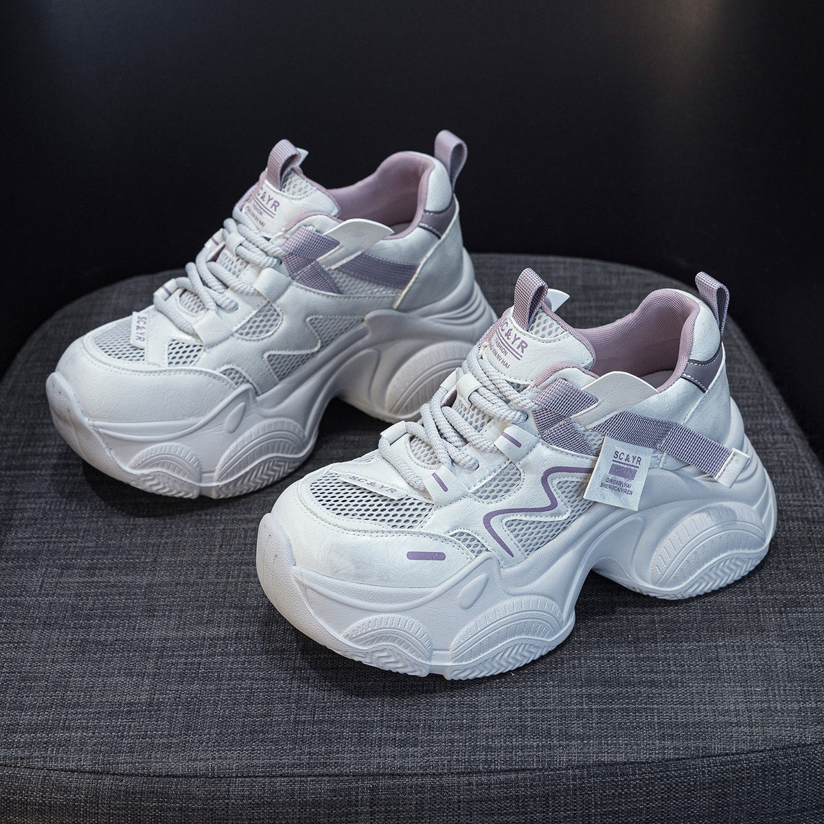 Women's Bottom Transparent Mesh Height Increasing Insole Fashion Style Women's Casual Shoes