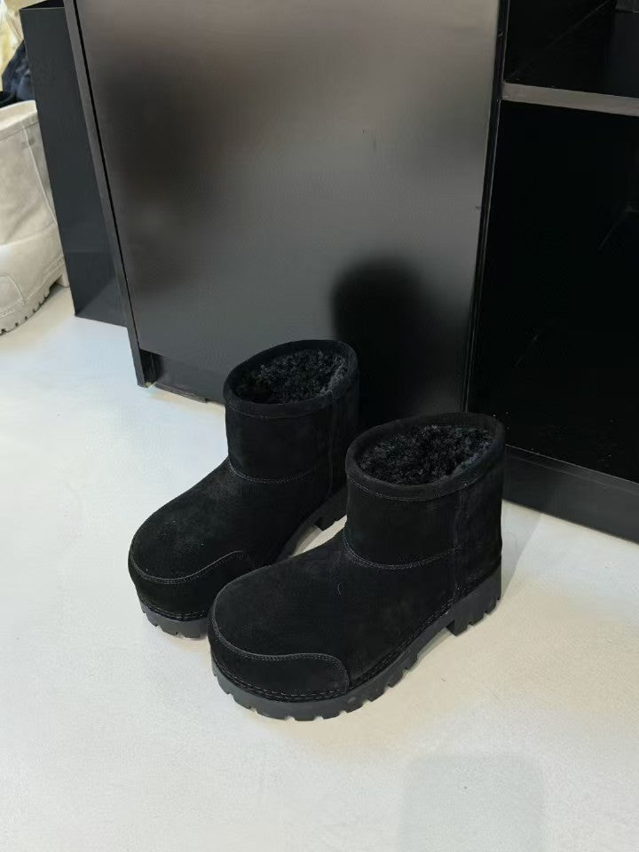 Women's Korean Fashion Platform Rubber Round Head Snow Boots