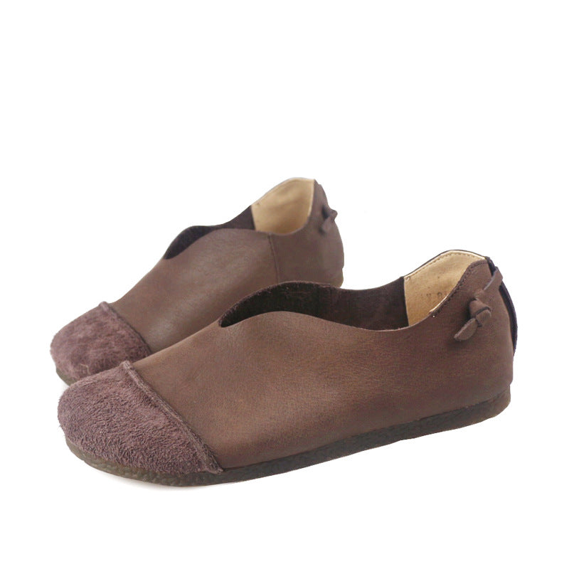 Women's Flat Soft Bottom Surface Slip-on First Layer Casual Shoes