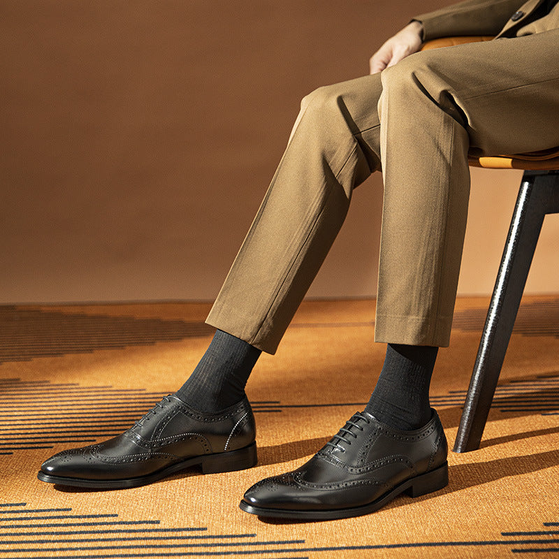 Men's Delivery Within Hours Genuine Business Formal Wear Brogue Leather Shoes