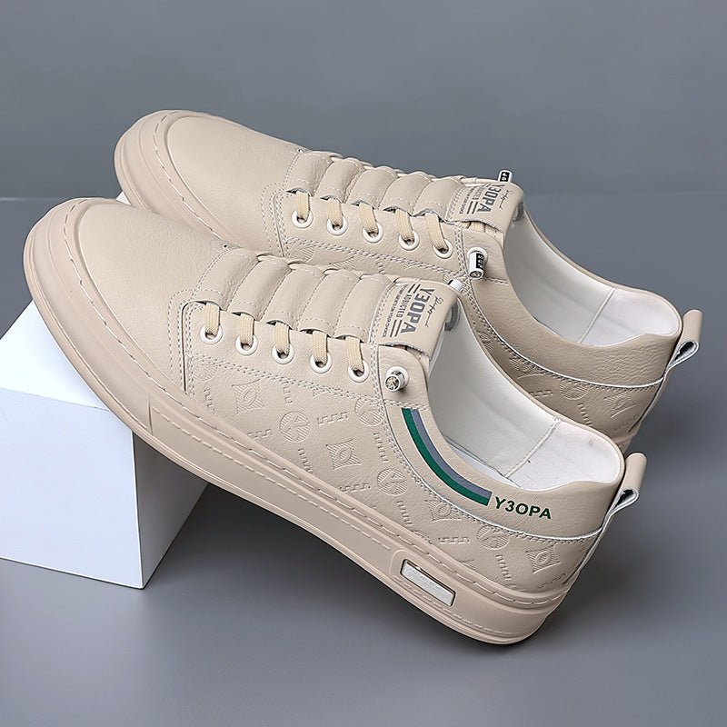 Men's White Fashion Trendy Breathable One Pedal Leather Shoes