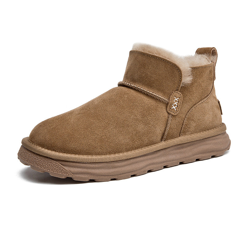 Men's Sheep Fur Integrated Waterproof Glossy Fleece Snow Boots