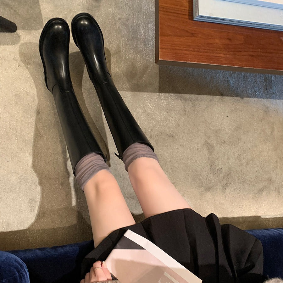 Women's Head Low Side Zipper Fleece-lined Fashion Boots