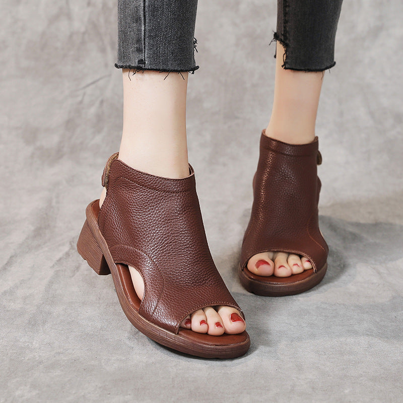 Women's Genuine Retro Artistic Mid Soft Bottom Sandals