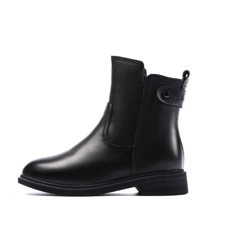Women's Wool Mid Thickened Veet Ankle Thick Soft Heels