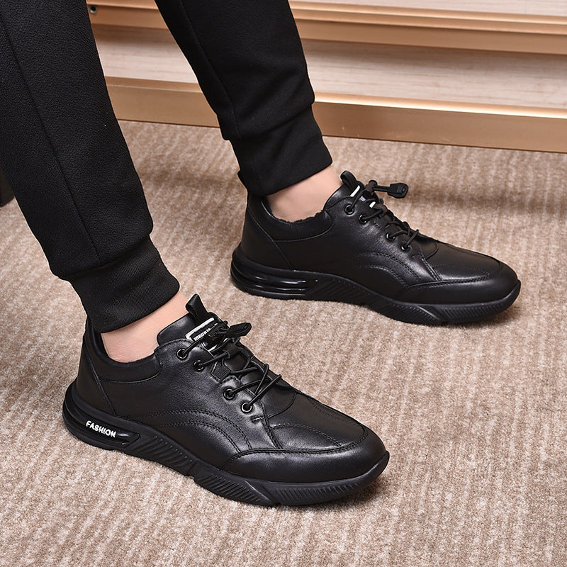 Men's Fleece-lined Sports Strap Wrap Comfortable Breathable Leather Shoes