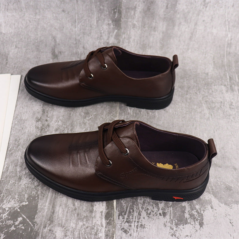 Men's First Layer Cowhide Lace Up Brown Leather Shoes