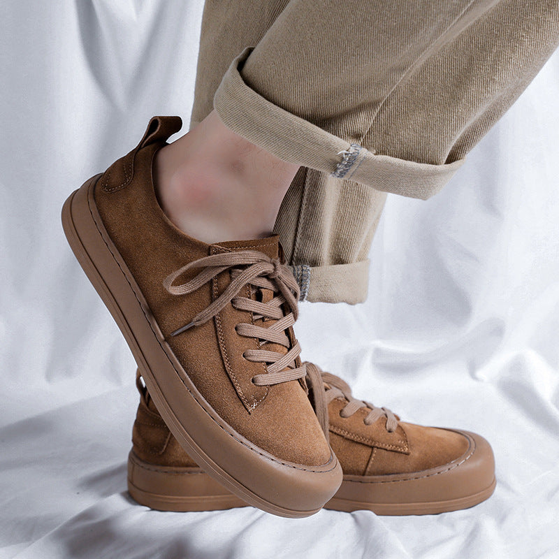 Men's Frosted Suede Tide Thick Bottom Board Leather Shoes